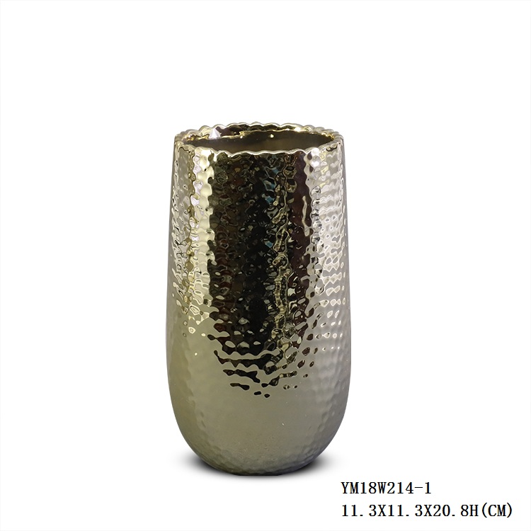 Hammered Electroplated Ceramic Vase Set