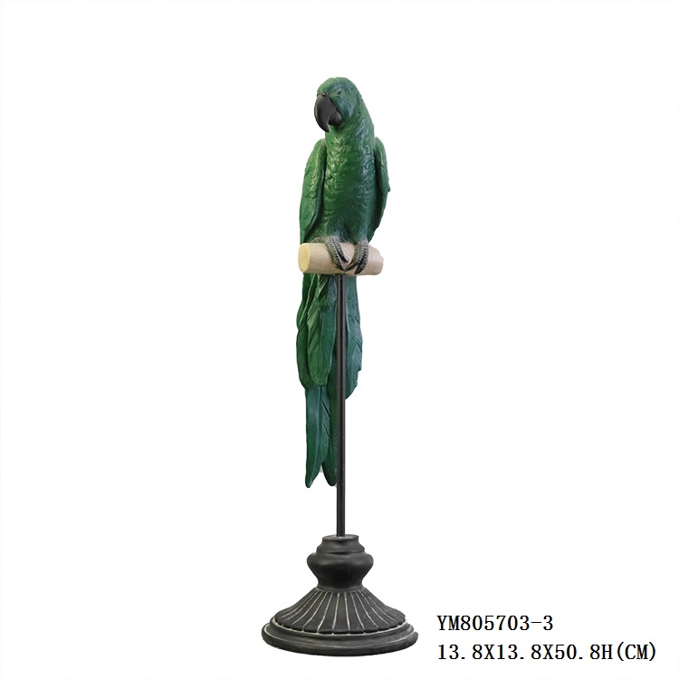 Wholesale Elegant Green Parrot Resin Figurine