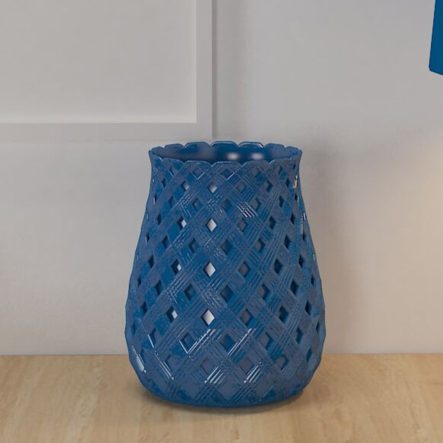 Vaso blu lucido in porcellana con copyright
