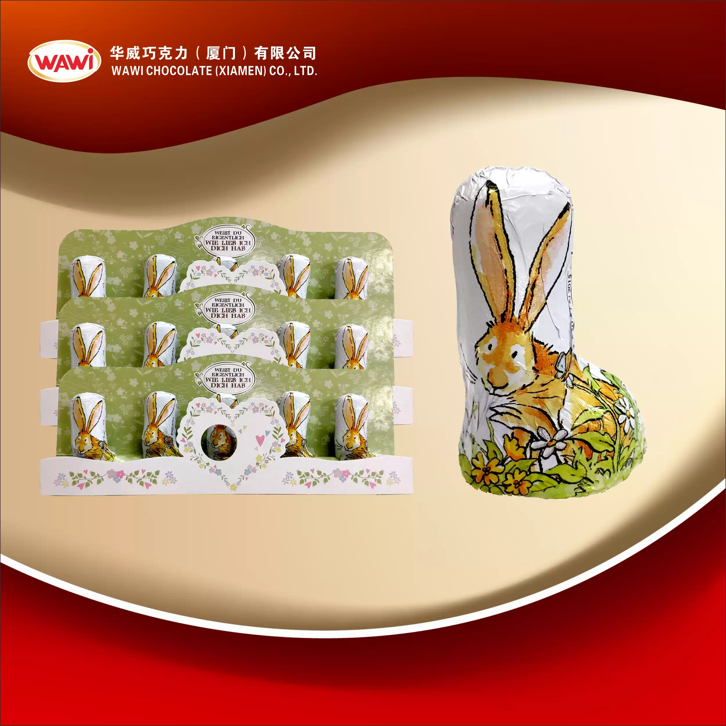 5 * 12g Hollow Chocolate Conbbit in vassoio di carta