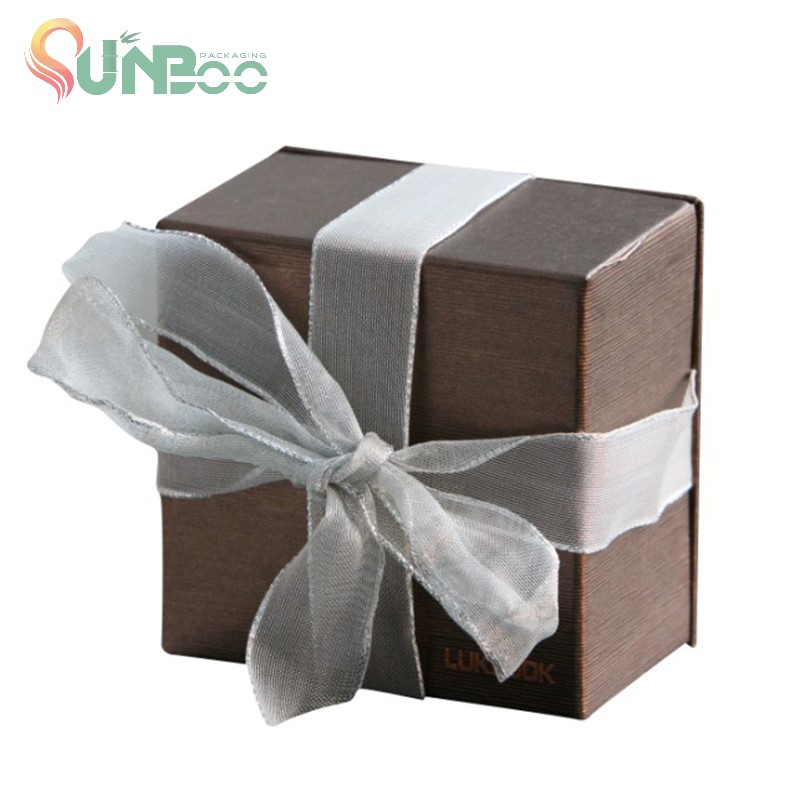 Scatole regalo quadrato carino con organza nastro-sp-box049