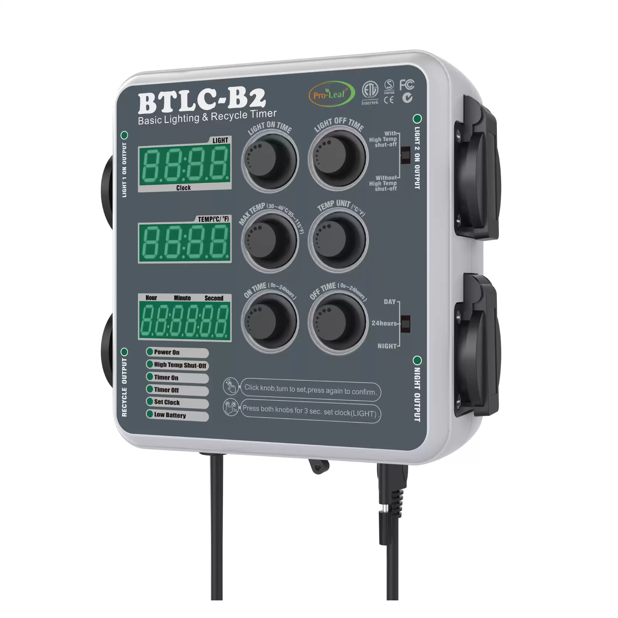 Illuminazione digitale BTLC-B2 e controllo del timer di riciclo