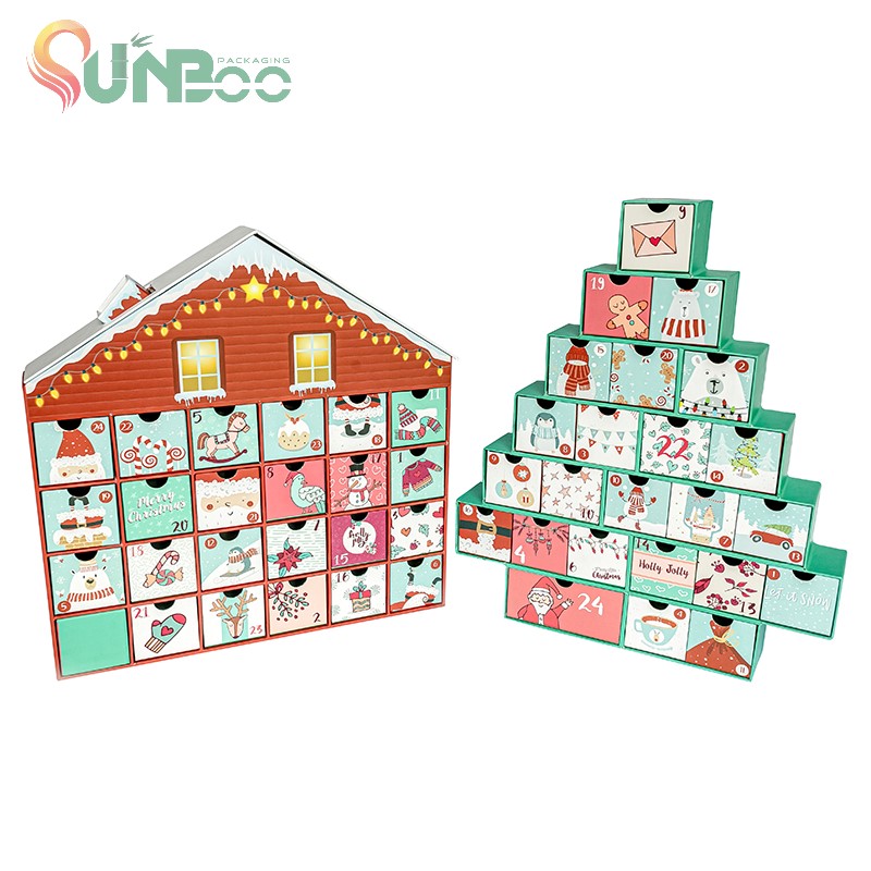 Casa e albero stile bel regalo di Natale scatola-SP-Box067