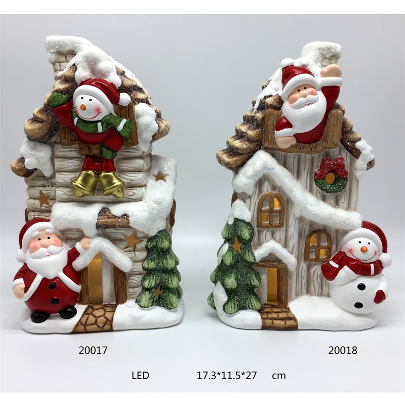 Casa in ceramica Xmas Santa con colore classico chiaro a LED