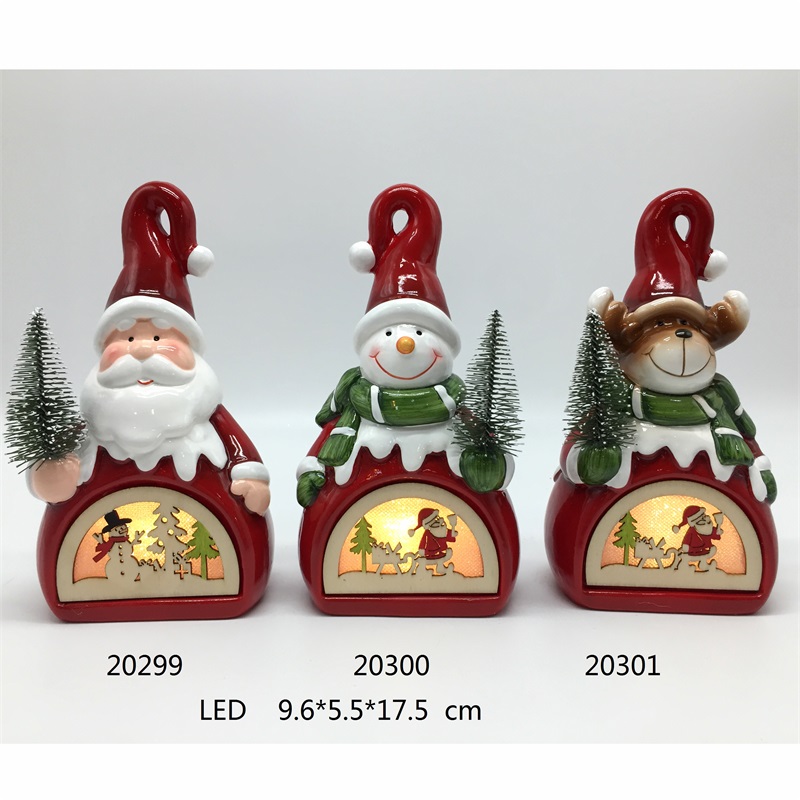 Lanterna di Natale in ceramica con luce a led