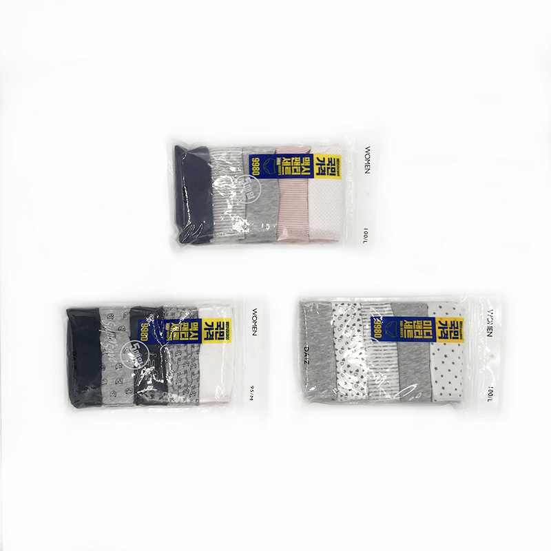 Slip da donna LS-106 in morbido cotone con banda elastica fantasia, solido + stampa, 5-pack