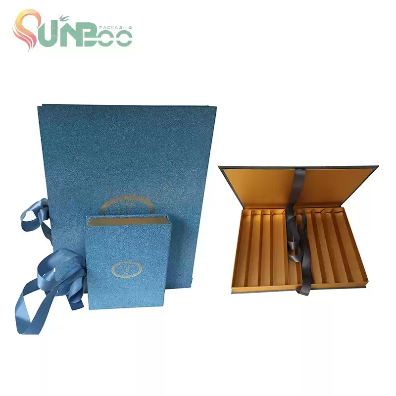 Carino scatola di cioccolato a colori blu con bel nastro-sp-box053