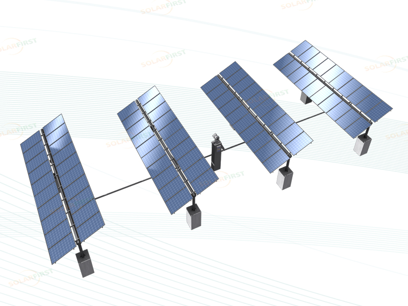Sistema di monitoraggio solare tracker orizzontale a riga di collegamento