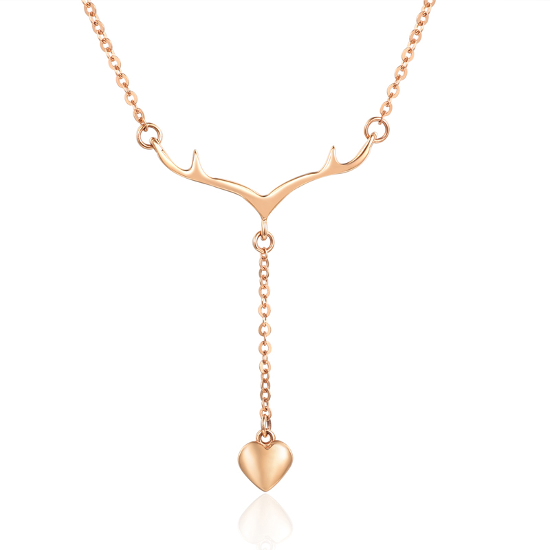 Collana di gioielli in oro rosa 18k 18k con pendente cuore per le donne