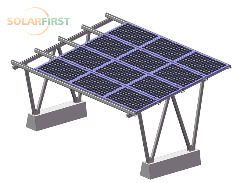 Facile installazione Sistema di montaggio automobilistico solare Sistema di montaggio solare alluminio W Tipo Carport Montaggio