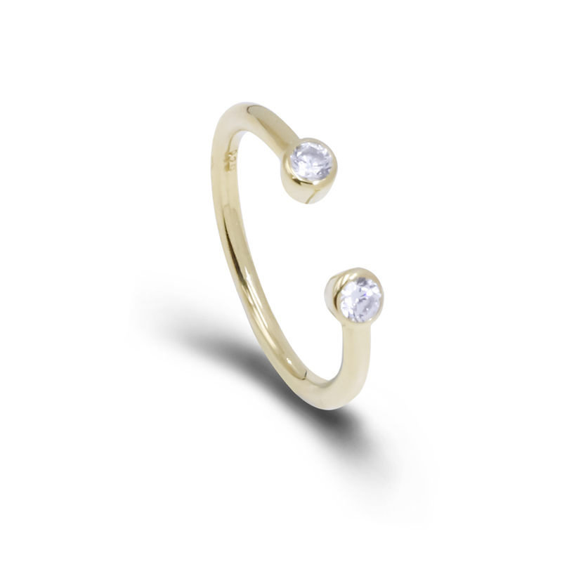 4A cubic zircono cornice impostazione anello aperto in argento placcato oro gioielli