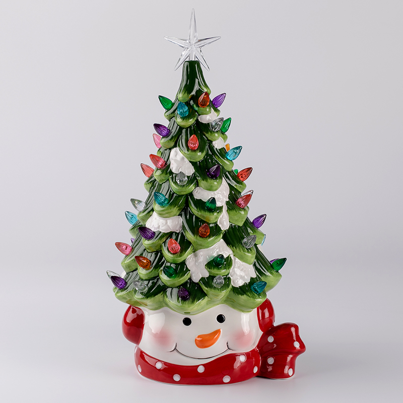 Decorazioni in ceramica illuminata Caratteri di Natale Snowman Santa e alberi di Natale