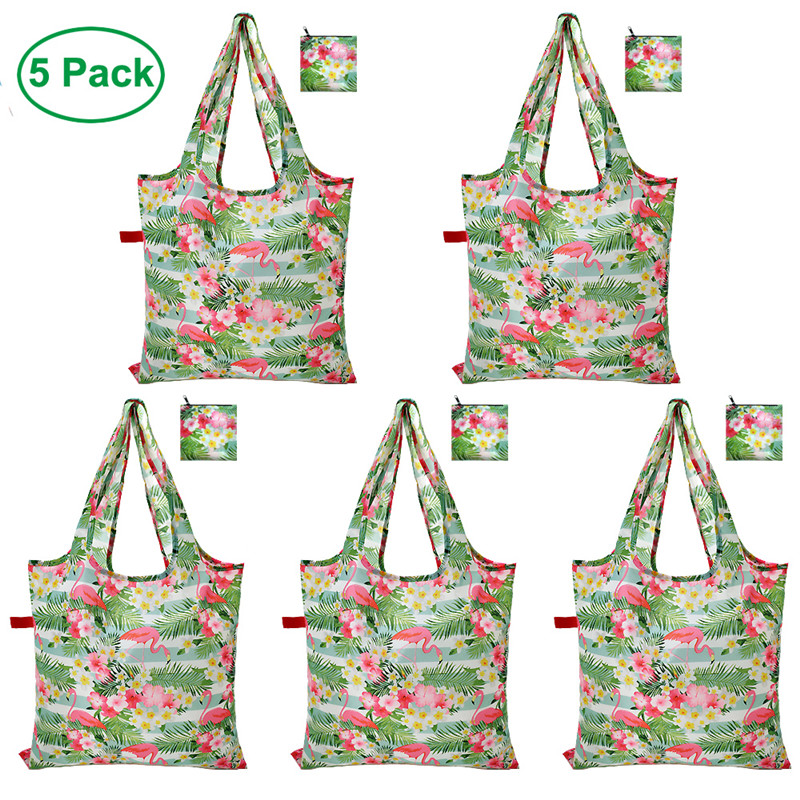 Pattern carino Design Ripstop Zip Borse Shopping Bags 5 Packs