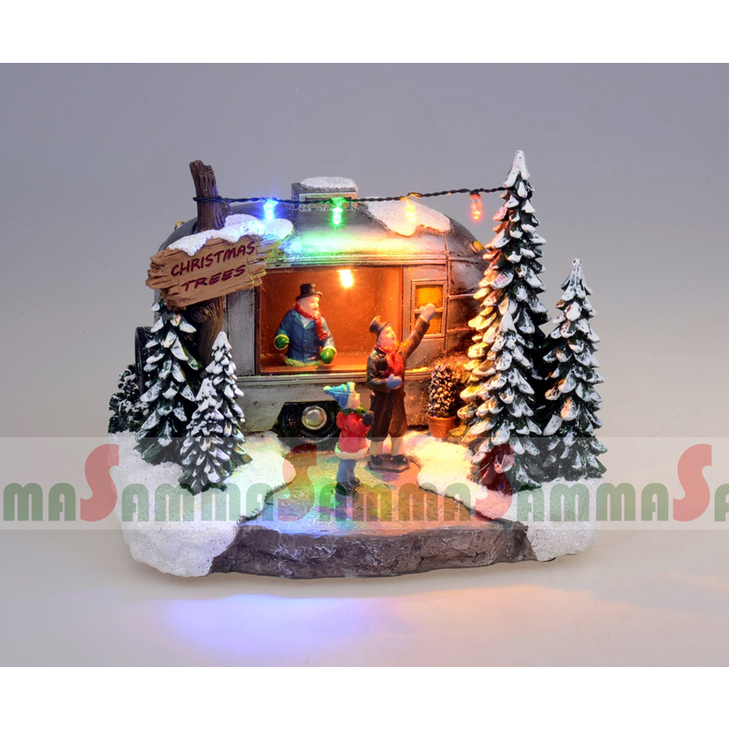 Polyresin LED Lit Trailer Stallest Decoration Christmas