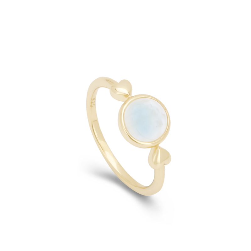 Sweetheart Moon Stone Ring Sterling Silver Gold Vermeil