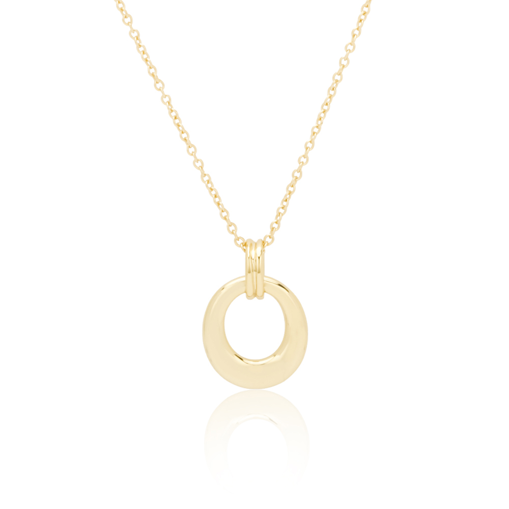 Donne placcate in oro con pendente in argento ovale Geometriche in argento vintage