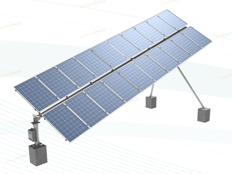 Tracker solare assi singolo inclinato con moduli inclinati