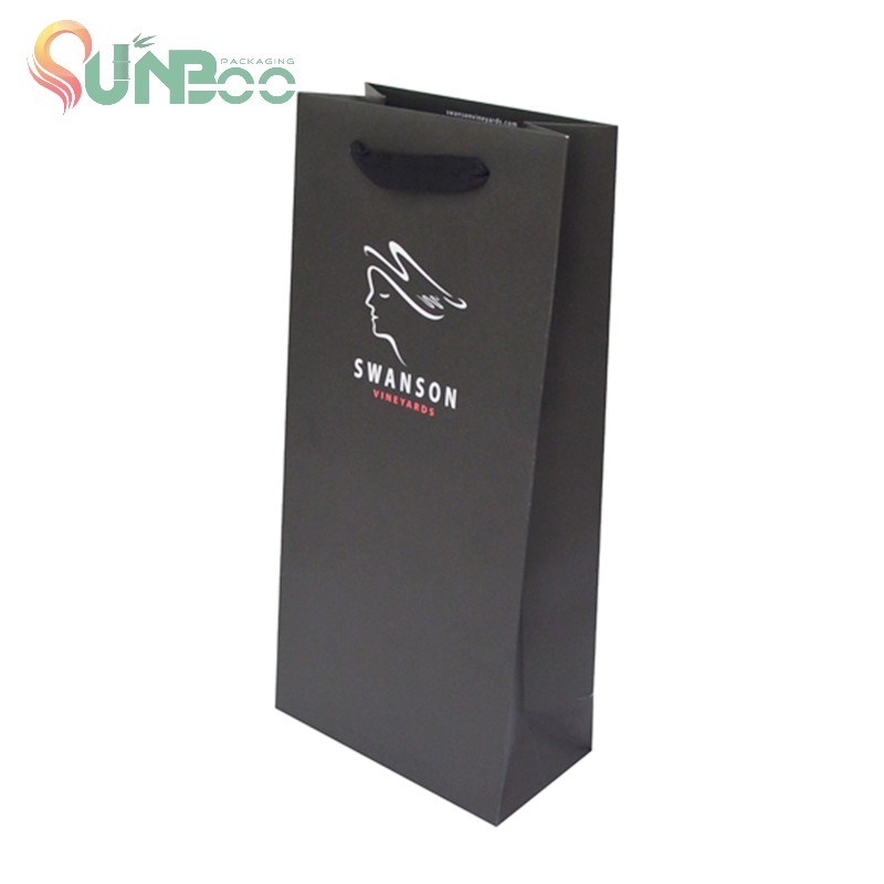 Carta nera con inchiostro bianco Nice design per il sacchetto del vino -SP-BAG044