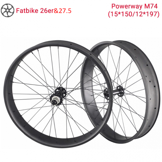 Ruota per bici da neve Lightcarbon 26er e 27.5 Ruote in carbonio Powerway M74 Fatbike con cerchi larghi 65/85/90 / 75mm