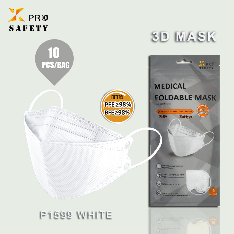Vendita diretta in fabbrica ad alta protezione 10 pz / borsa Maschera stereoscopica 3D non tessuta adatta per la polvere del respiratore per il viso bianco per adulti monouso
