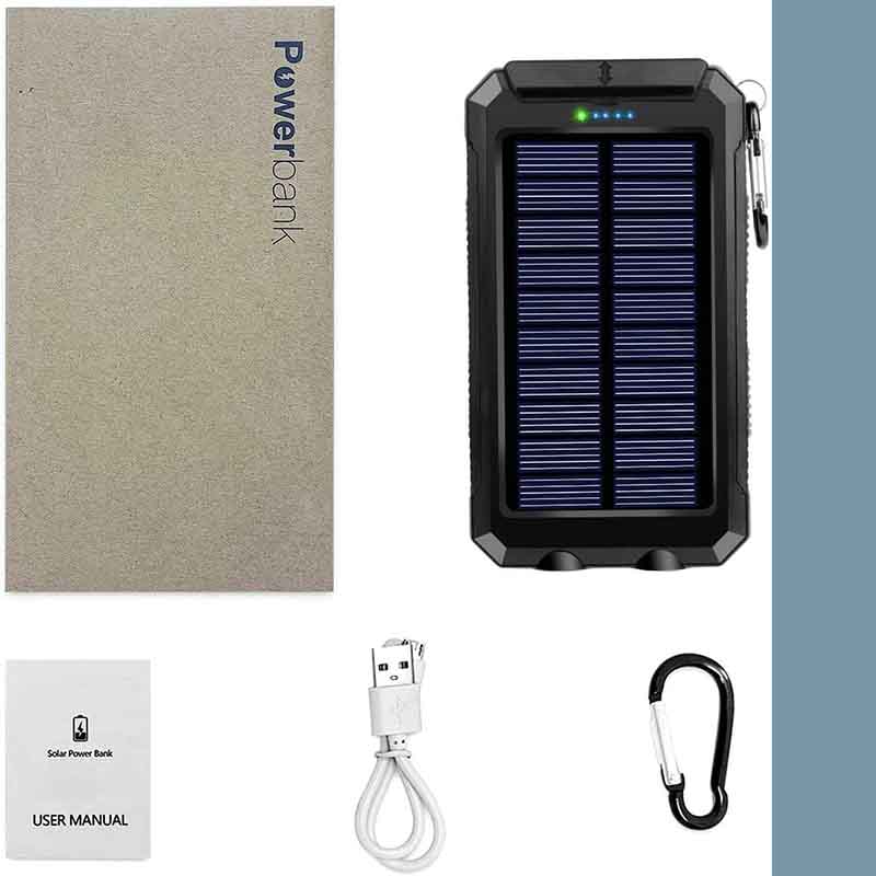 Powerbank solare portatile 20000mAh Caricabatterie impermeabile con bussola