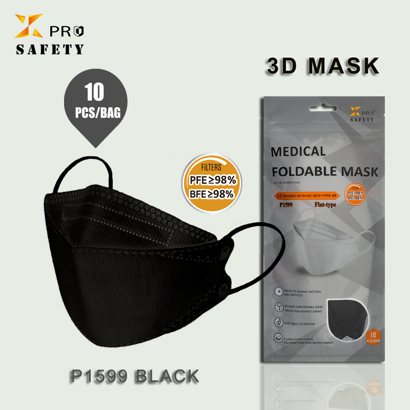 Nuovo prodotto Maschera per il viso 3D Nero 10 pezzi/borsa Sicurezza 4 strati di maschera protettiva realizzata in DPI