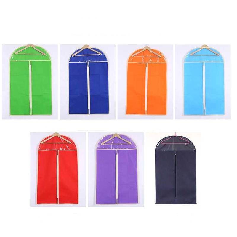 Borsa porta abiti pieghevole in tessuto non tessuto biodegradabile personalizzato viola trasparente con borsa porta abiti in PVC