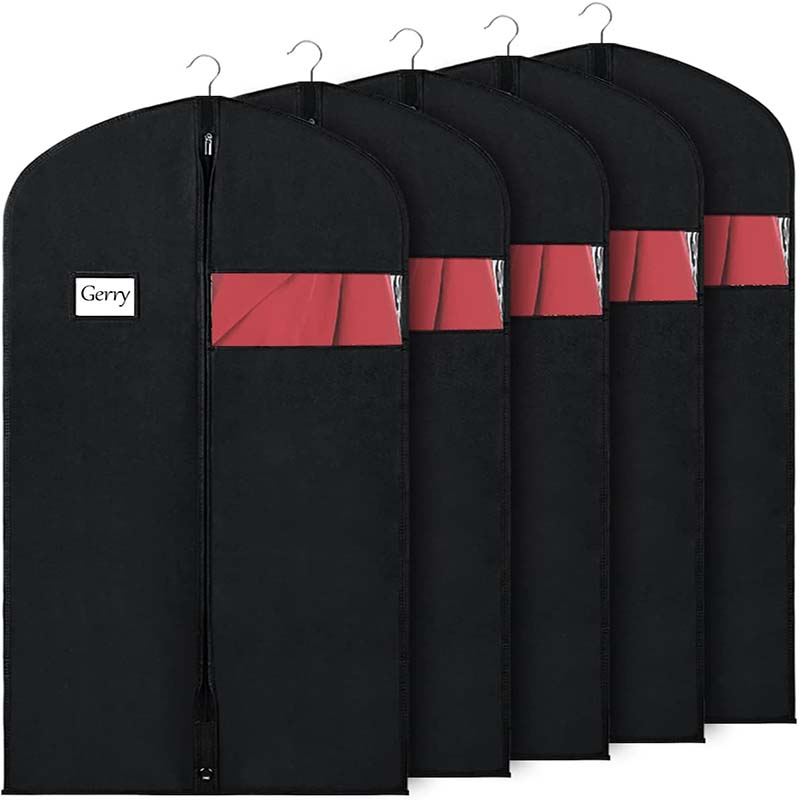 Personalizza la boutique in tessuto non tessuto disponibile borsa porta abiti in organza con copertura per abiti con cerniera nera con borsa per abiti con finestra trasparente