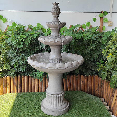 Fontane d'acqua paesaggistiche a 3 livelli in resina per decorazione da giardino a buon mercato all'ingrosso per la decorazione della casa e del giardino