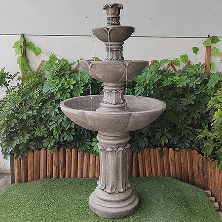 Fornitura diretta in fabbrica, belle ed economiche fontane da giardino in resina a 4 livelli con fontane d'acqua per esterni