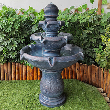 Fontane d'acqua per esterni con fontana da giardino a 3 livelli in resina più popolari all'ingrosso
