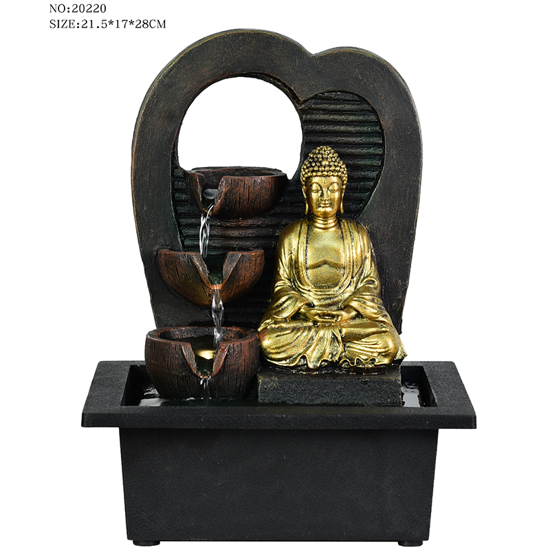 Fabbrica diretta per vari stili di fontana religiosa da tavolo in resina buddha per l'arredamento di interni