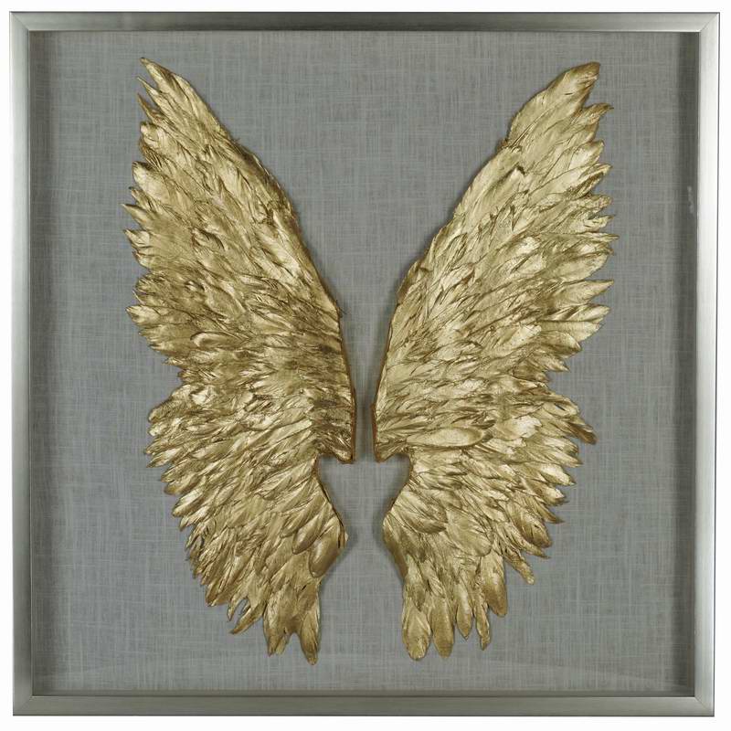 decorazioni per la casa arte della parete 3D Shadow box piuma ali d'angelo 36247