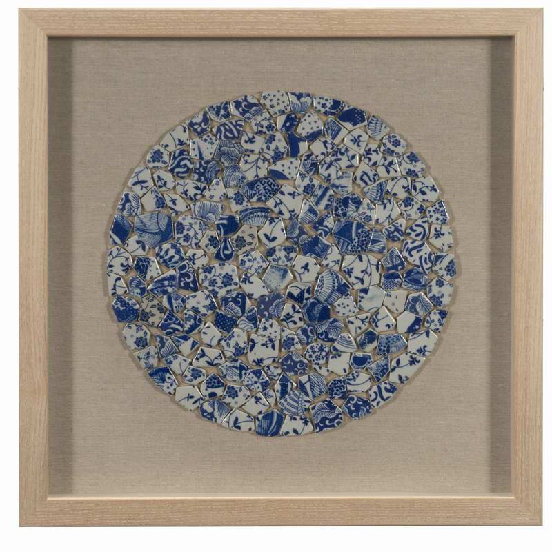 Piatto in ceramica frantumato blu, scatola per ombre, decorazione da parete/decorazione per la casa/arte da parete 30153A