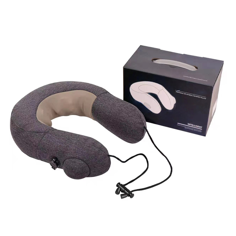 Cuscino da massaggio da viaggio pieghevole Shiatsu con supporto per collo a forma di U intelligente gonfiabile portatile senza fili con cavo USB